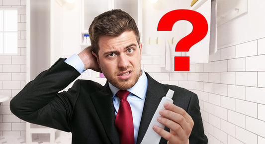 A man with toothpaste wondering when to brush his teeth.