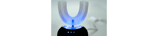 AutoBrush V3 with Teeth Whitening LED Blue Light on/activated, for AutoBrush blog