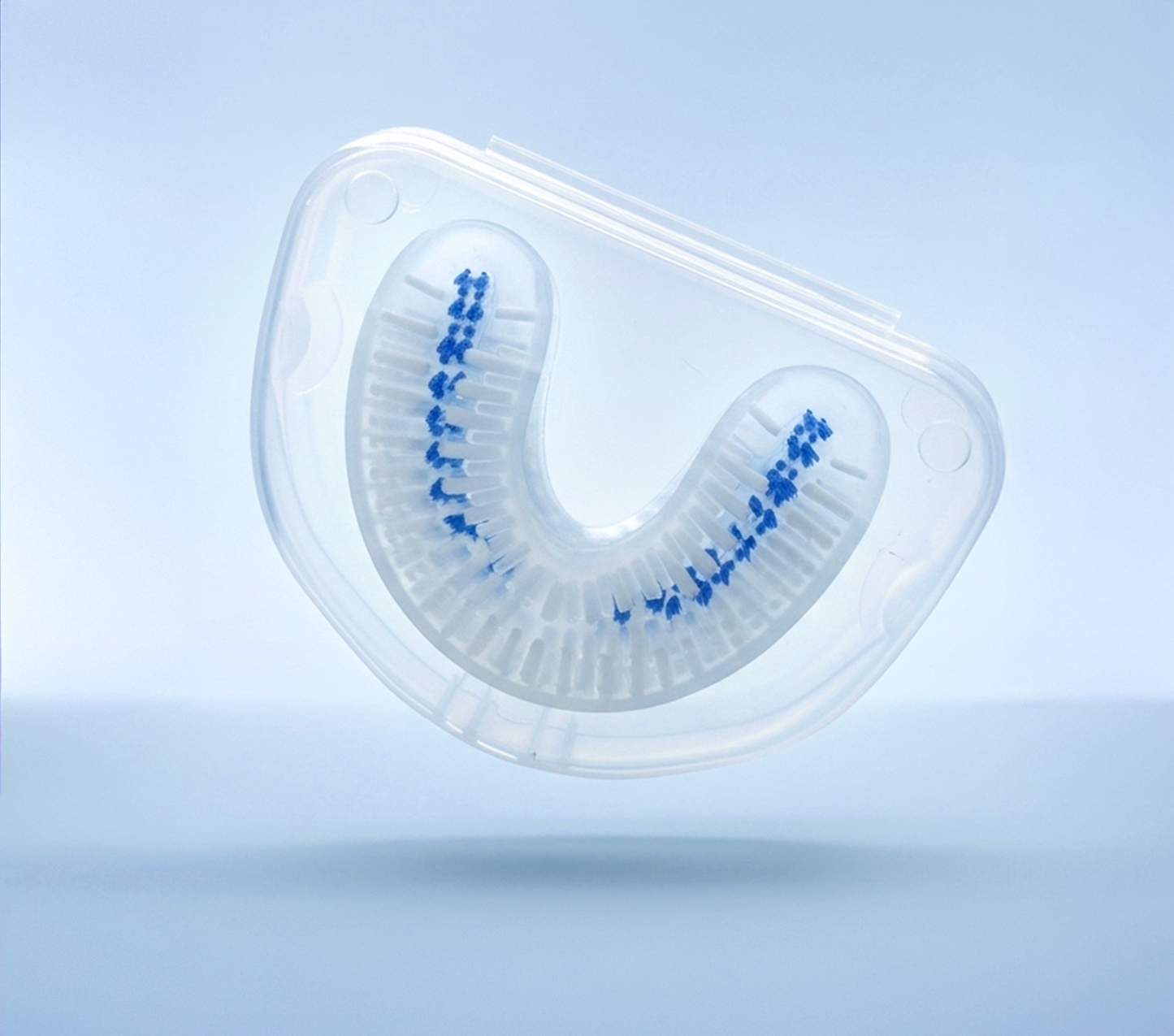 Brush head case on a light blue background. #brushheadd