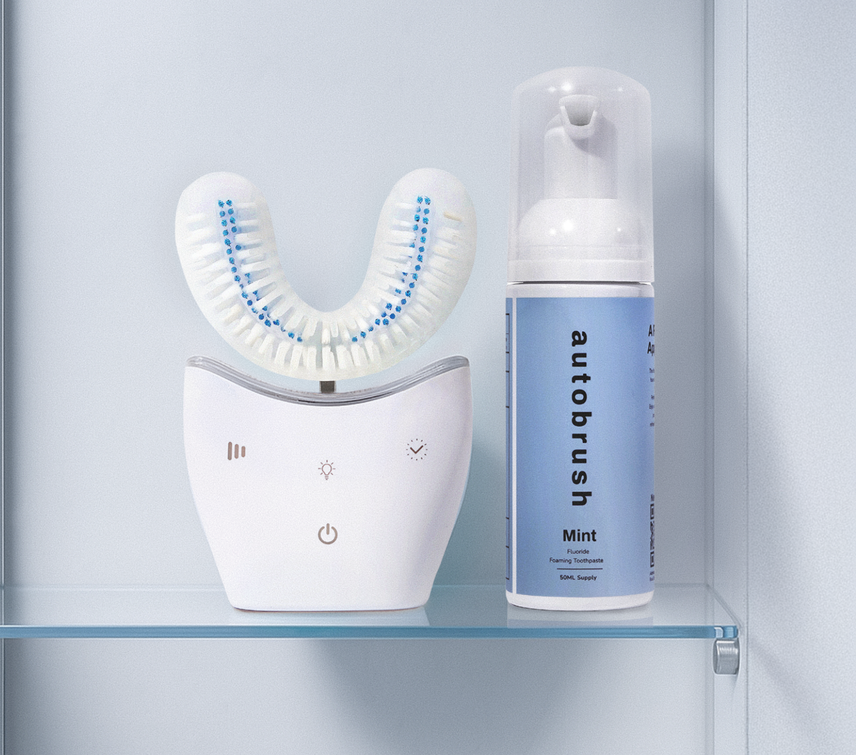 U-shaped white brush device and toothbrush. #sonicprobundle