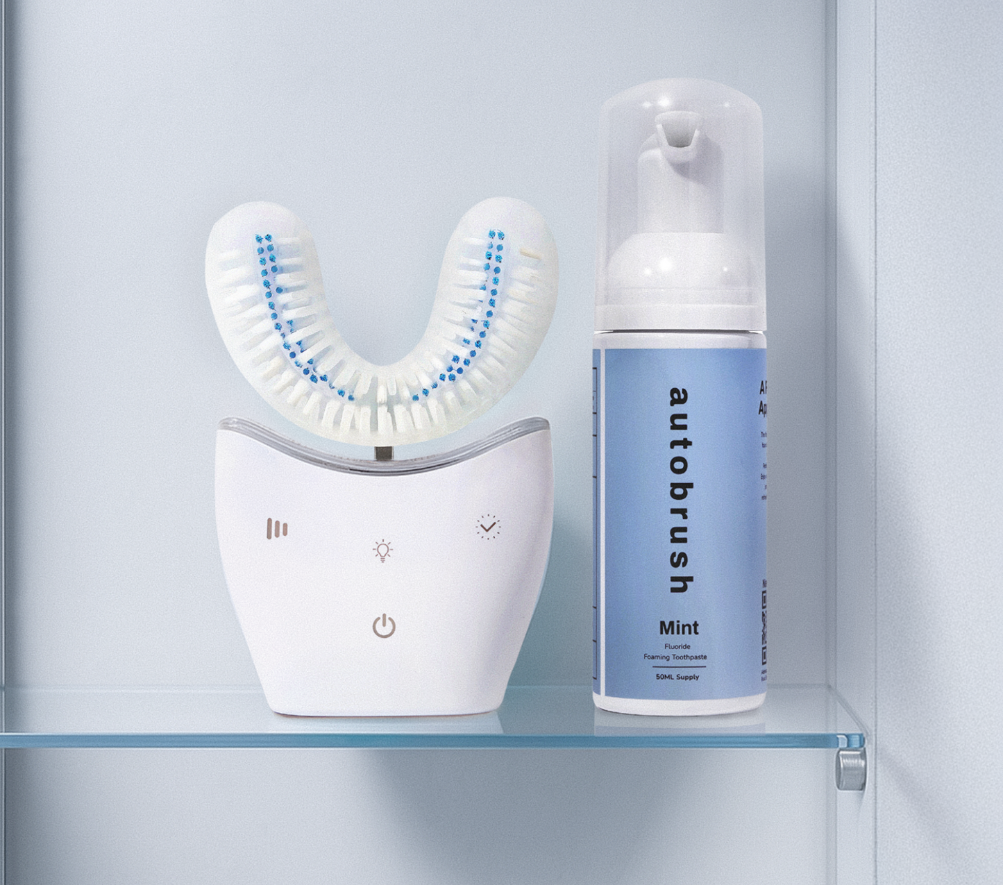 U-shaped white brush device and toothbrush. #sonicprobundle