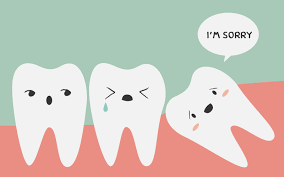 Cartoon of intruding wisdom teeth, for AutoBrush