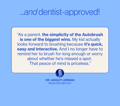 Quote from Dr. Ashley Lerman on a blue background with text about the Autobrush. PDP context and explanatory images.